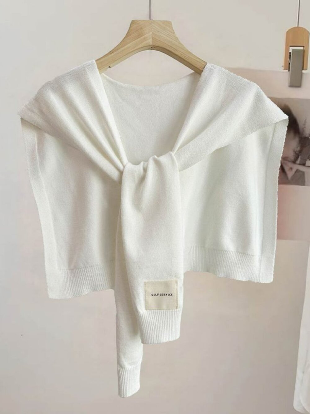 Knitted Sleeveless Tie Vest Shoulder Wrap